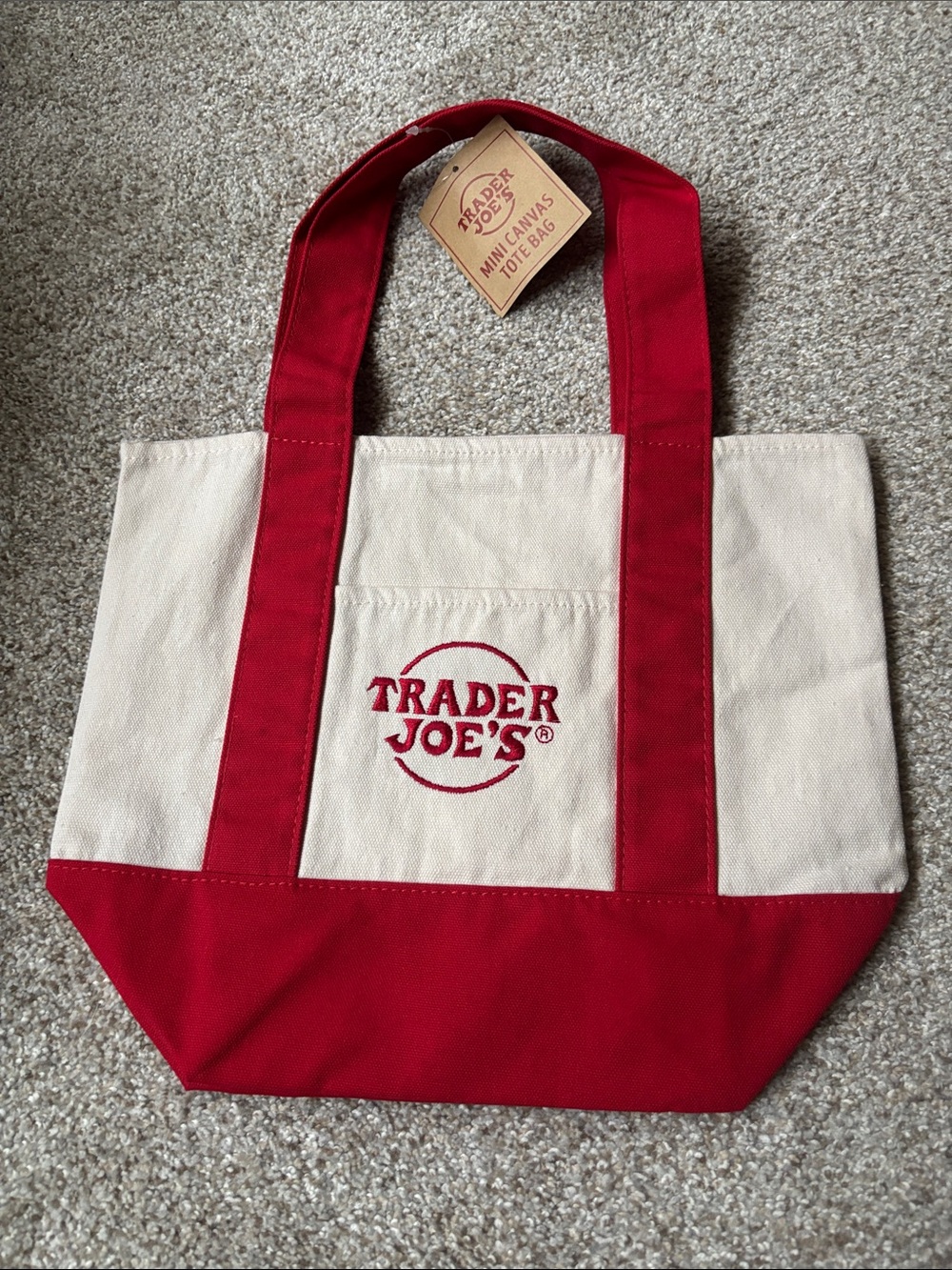 Canvas Tote Bag in Red & Cream
